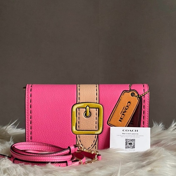 CH181 - Coach Anna Foldover Clutch Crossbody with Trompe L'oeil Print - Picture 11 of 12